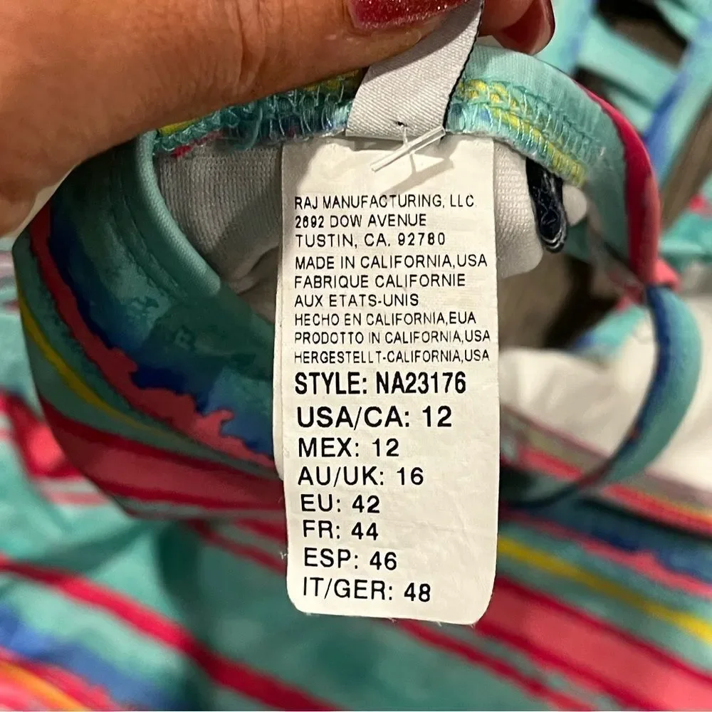 Nautica 2 Piece Swim Bikini Set Blue Red Striped Size 10